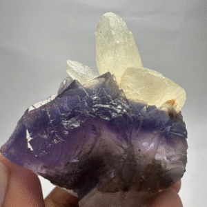 Raw Pink Fluorite With White Calcite