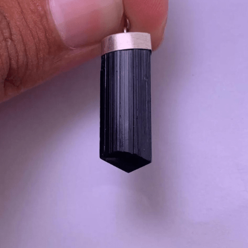 Natural Black Tourmaline Pendant | 925 Sterling Silver Genuine Protective Stone