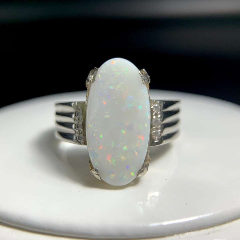 Natural Australian Opal Handmade 925 sterling Silver Ring